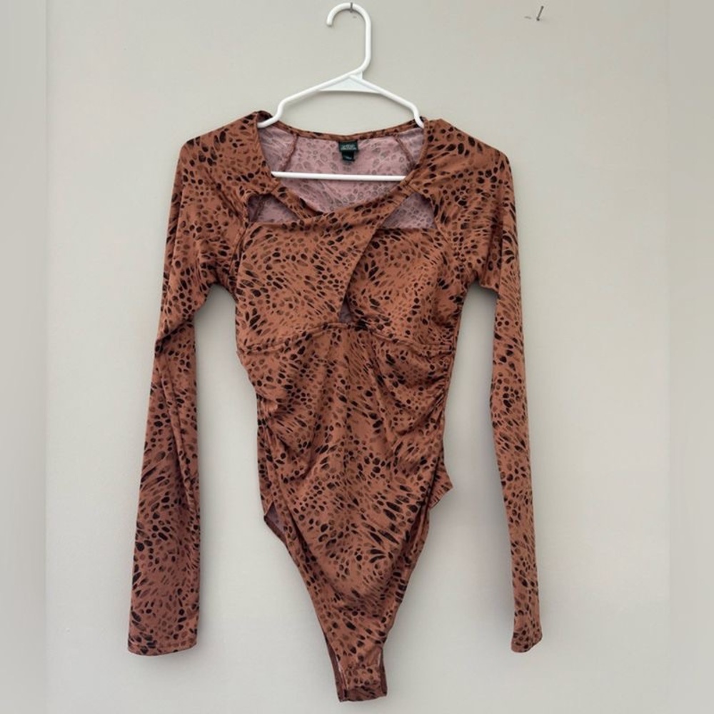 Stylish Brown Patterned Kids One Piece